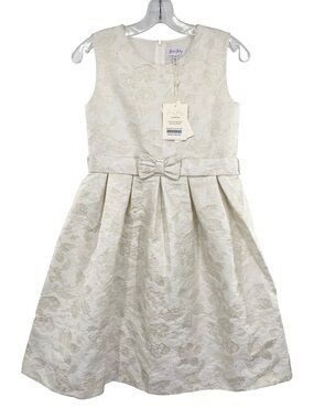 Rachel Riley London Ivory Damask Jacquard Floral Embroidered Party Dress 12 New